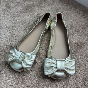 Tory Burch Gold Divine Bow Ballet Flats
